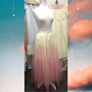 Free People 💗 Antique pink tulle tiered maxi skirt petticoat